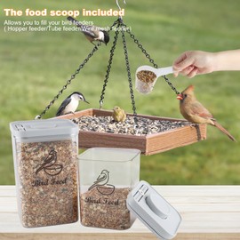 Brabtod Set of 2 Airtight Bird Seed Storage Container,78oz+48oz POP Bird Food Container,with Bird Food Scoop,Wild Bird Seed Box for Storing Sunflower Seed-BPA Free