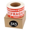 SJPACK 4 Rolls 3'' x 5'' Fragile - Handle with