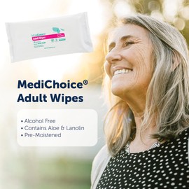 MediChoice Unscented Premoistened 8x12 Adult Wet Wipes, Soft Pack With Peel Lid, AW913UBP (Pack of 24)
