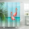 DeeCabin Beach Shower Curtain with Flamingo, Blue Teal Sea Pink