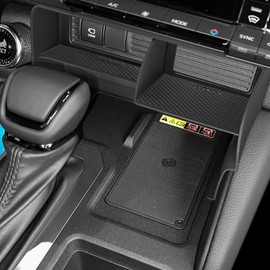 Qlhshop 2Pcs Center Console Organizer Fit for 2025 2024 Toyota Land Cruiser 250 Prado - Wireless Charging Pad & Center Console Secondary Storage Box Insert Divider Cubby Drawers Interior Accessories