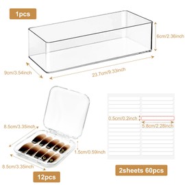 wordmouk Pack of 12 Nail Storage Boxes (8.5 x 8.5 cm) 60 Pieces Double-Sided Nail Tape 1 Packaging Box Transparent False Nails Boxes Nail Stand Holder for Nail Art Business Nail Salons