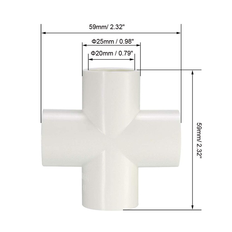 sourcing map PVC Pipe Fitting 4 Way Cross Schedule 40