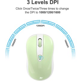 OKIMO Wireless Mouse for Laptop, Green, Unisex, 2.4GHz Optical, USB Receiver -1600 DPI