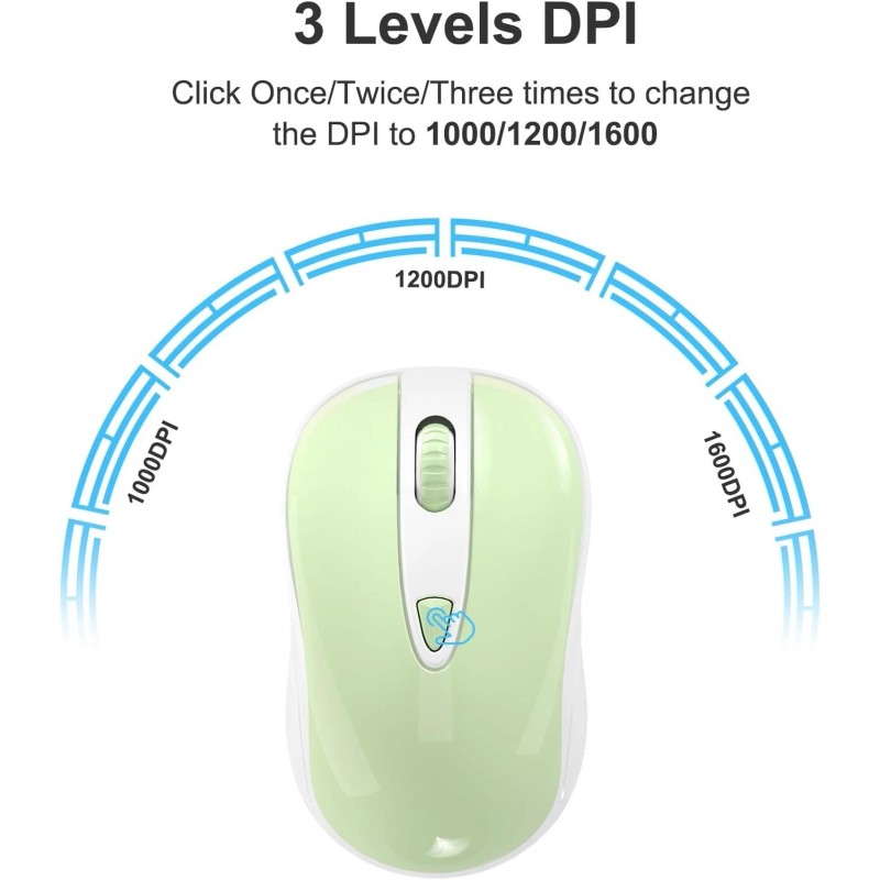 OKIMO Wireless Mouse for Laptop, Green, Unisex, 2.4GHz Optical, USB