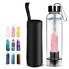 HINATAA Crystal Water Bottle, Removable Healing Natural Quartz Water Bottle,