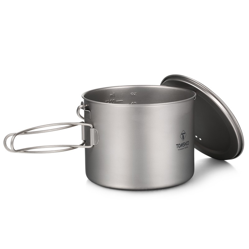 TOMSHOO Titanium Pot 750ml/900ml/1100ml/1600ml/2000ml/2800ml Ultralight Hanging Pot with Lid and