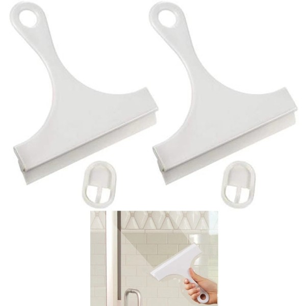 ATB 2 Pc Window Shower Squeegee Scraper Wiper Hanging Hook