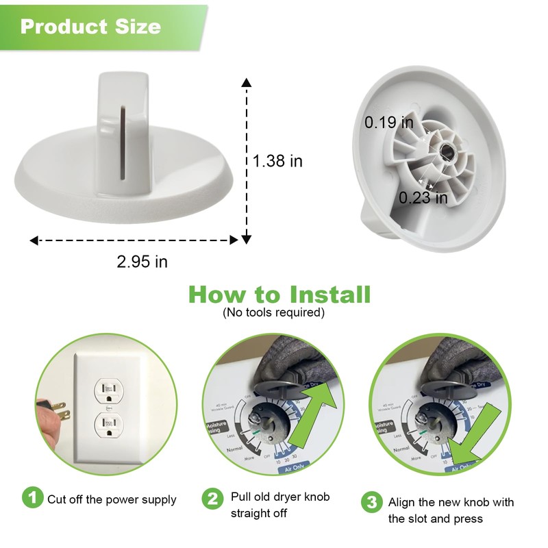 HLZDS WE03X25285 Dryer Knob Replacement, Dryer Timer Control Knob Assembly,