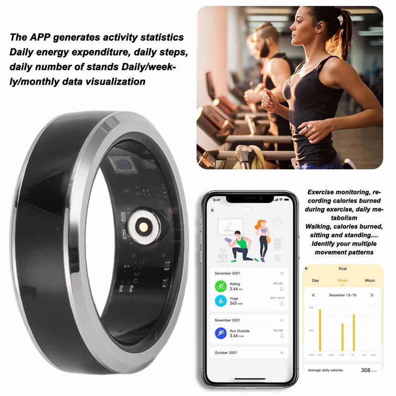 Smart Ring Health Tracker Bluetooth 5.1 Sleep Monitoring Step Counting