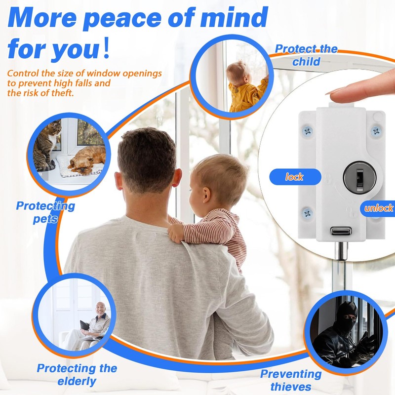 1Pack Sliding Door Lock, Patio Door Lock, White Sliding Window