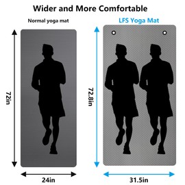 LFS Yoga Mat 72.8" x 31.5" x 2/5 inch Thick With Strap and Bag, Extra Wide Workout Mat for Women and Men, Non Slip Exercise Mat for Home Outdoor Yoga, Pilates, Stretching, Floor & Fitness Workouts