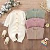 LAWKUL Baby Romper Long Sleeve Ultra-Soft Stretchy One-Piece with Button