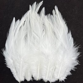 100pcs Feathers for Crafts, 5-7Inch Rooster Saddle Hackle Feathers Pheasant Neck Feathers for Earrings Jewelry Making Dream Catcher Decoration (White)