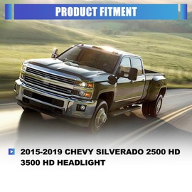 AUTOWIKI Chrome Headlights Trim Bezel for 2015-2019 Chevy Silverado 2500 3500 HD Front Lamp Head Light Trim Bezel Cover Replacement for 15-19 Silverado Right Passenger Side 1pcs
