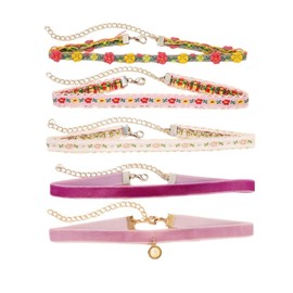 Azusa Sun Chokers Set for Women Heart Choker Necklaces Flower Pendant Velvet Choker Lace Choker Cute Pink Green Necklace Daisy Choker Necklace Statement Jewelry Valentine's Day Gift - Purple2