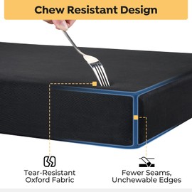 Veehoo Indestructible Dog Bed, 2025 Upgraded Chew Proof Dog Bed for Crate, Durable Chew Resistant Small Pet Bed with Hidden Zipper, Waterproof Inner Liner, Removable Washable Cover