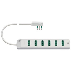 VIMAR Fp00402.C.B Sicury Standard Italiano P11 Mobile Multi-Socket with 6 Outputs, 1.5 m Cable, Flat Connector 2P+T 10, Italian Standard, White