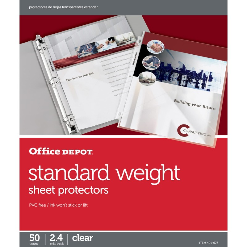Office Depot Standard Weight Sheet Protectors, 8 1/2in. x 11in.,
