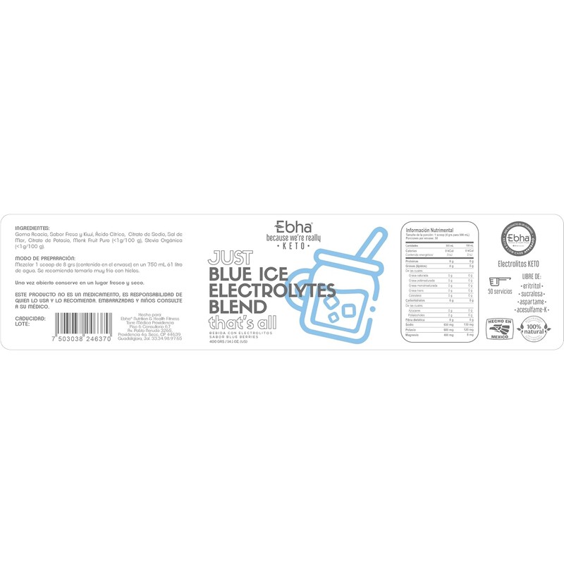 Electrolitos KETO endulzados con Stevia 100% Sin azúcar y sin