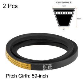 sourcing map B59 V-Belt, B Profile Rubber Drive Belt, 59 Inch Pitch Length, Pack of 2