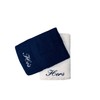 Embroidered His & Hers Navy and White Hand Towels Pair