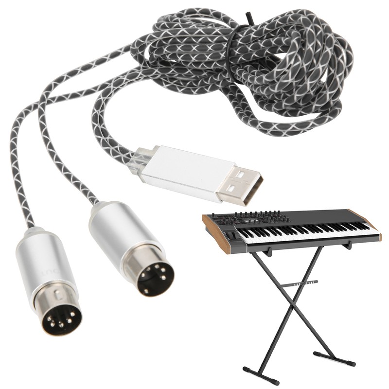 70.9in MIDI Cable to USB IN-OUT Converter Cable with Indicator