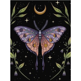 Luna Moth Diamond Painting Kits for Adults,5D Butterfly Diamond Art Moon Phase Full Drill Cross Stitch Cavans Crafts for Wall Decor, 15.8 x 11.8