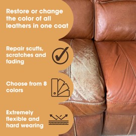 Furniture Clinic Leather Repair Paint | 2-in-1 Seal and Color | Use on Scratches, Tears, and Holes in Car Seats, Furniture | Quick and Easy Leather Repair Kit for Furniture (Black, 500ml / 17oz)