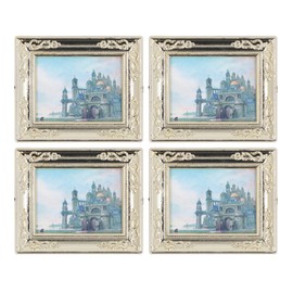 4pcs 1:12 Scale Dollhouse Picture Frame High Simulation Miniature Oil Painting for Wall Decoration Type 1