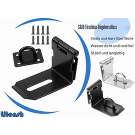 Litensh 3 Inch 90 Degree Right Angle Door Latch Safety Lock Hasp Lock Hinge Lock Cellar Lock Door Lock Padlock Hasp Black