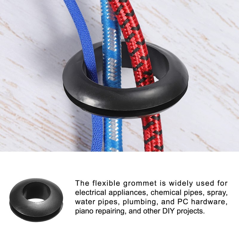 Rebower Rubber Grommets Flexible Wire Hole Plugs 10mm Mounting Diameter,