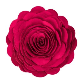 KINGROSE 3D Rose Flower Home Decorative Throw Pillow Suede Soft Cushion for Sofa Chair Living Room 13 Inches Round Rose Red