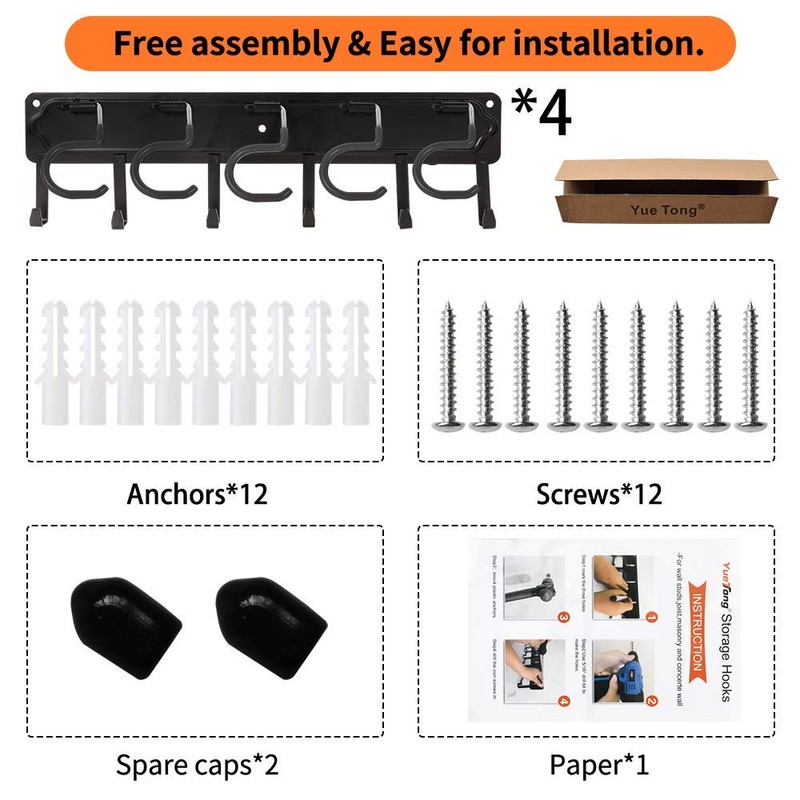 YueTong 68" All Metal Garden Tool Organizer,Adjustable Garage Wall Organizers