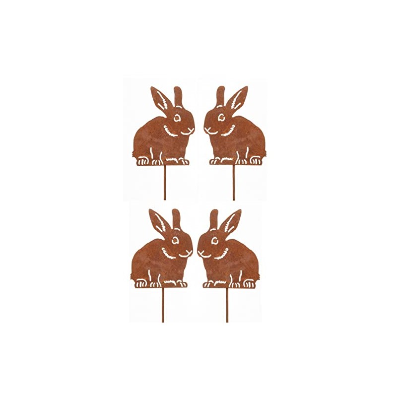 Dragimex Decorative Decorative Garden Stake Flower Pick Rabbit Grumpy Metal