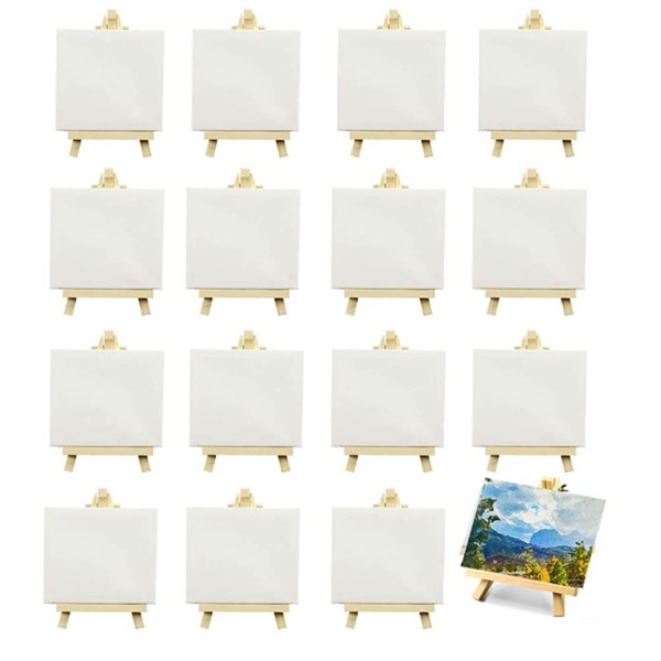 Rensimote 16 Pack 4 x 4 Inch Stretched Mini Canvases