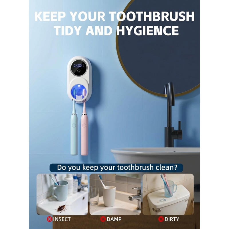 WONICO Toothbrush Holders for Bathroom, Smart Toothbrush Holder Tooth Brush