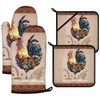 Rooster Oven Mitts and Pot Holders Sets 4Pcs,Extra Long Oven