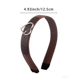Thinslimer 2PCS Cute Brown Leather Headbands for Women,Heart Decorative Vintage Head Band Hair Accessories,Womens Headbands Fashion