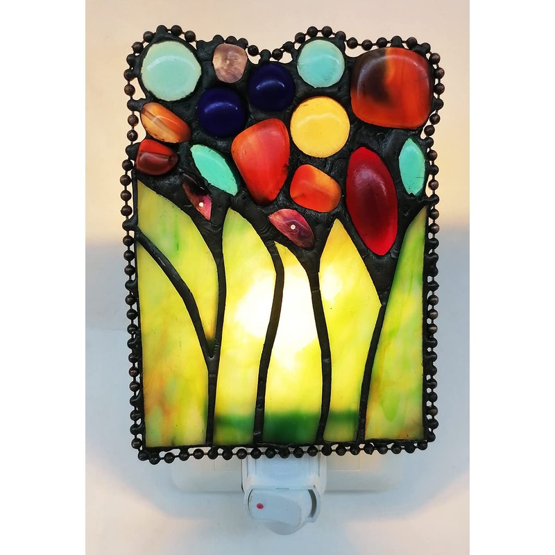HUIMEIJU Tiffany Glass Night Light - Bedroom, Study, Aisle, Gem,