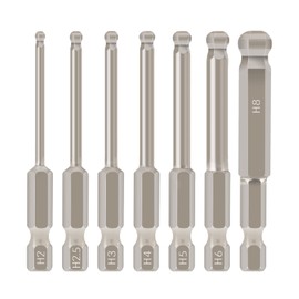 7pcs Metric Ball End Hex Screwdriver Bit Set Magnetic Ball Head Allen bits 2MM 2.5MM 3MM 4MM 5MM 6MM 8MM 1/4 Inch Hex Shank 65MM Length