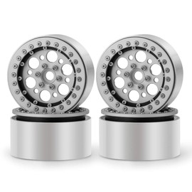 RC-Hub 4Pcs Aluminum 2.2'' Beadlock Wheel Rims for AX90018 1/10 RC Axial Wraith Series (Silver+Black)
