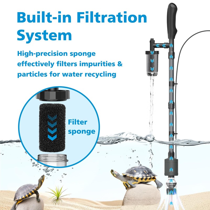 fishkeeper Aquarium Vacuum Gravel Cleaner, 25W 6 in 1 Multifunction