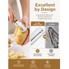 3-in-1 Multifunctional Vegetable Peeler, Curved Stainless Steel Blade Wooden Handle