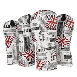 Golf Covers Driver 1 3 5 U Headcovers 4 Piece Set Union Jack Newspaper