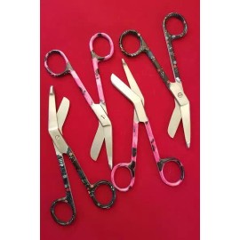 CynaMed USA NEW 4 O.R NURSES LISTER BANDAGE SCISSORS 5.5" COLORMED(PINK & BLK) ROUND PATTERN