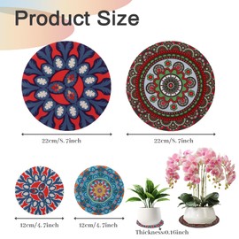 8Pcs Boho Plant Coaster and Mat - Floor Protectors for Indoor Outdoor Pots - Flower Saucer and House Accessories - Protect Table, Desk, Floor
