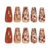 Autumn and Winter Brown Flowers False Nails