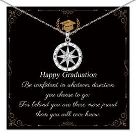 FANCIBAND Graduation Gifts for Her 2024 Silver Compass Necklace for Women College Graduate Gifts for s Best Friends Daughter Granddaughter