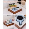 Hitseon Couch Cup Holder Tray, Portable Silicone Acacia Wooden 2